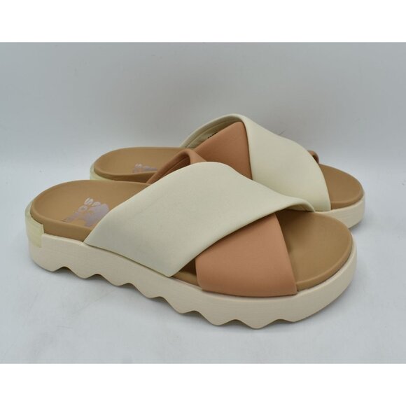 Sorel Womens Size 9.5 Viibe Honest Beige Chalk Open Toe Slide Sandals Shoes - Picture 4 of 14